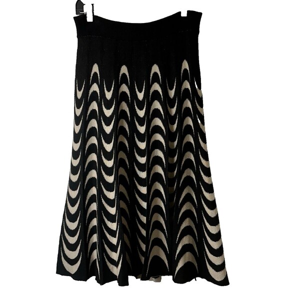 KIKIT Skirt Tan/Black Size M A-Line Knee Length Geometric Pull On Cotton Blend - Picture 1 of 10